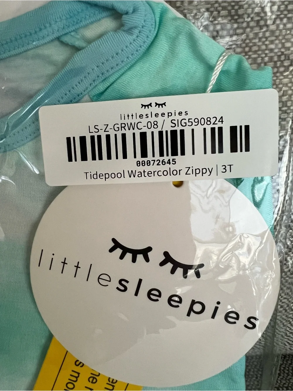 Little Sleepies Tidepool Watercolor Zippy Pajamas - Aqua Teal Blue